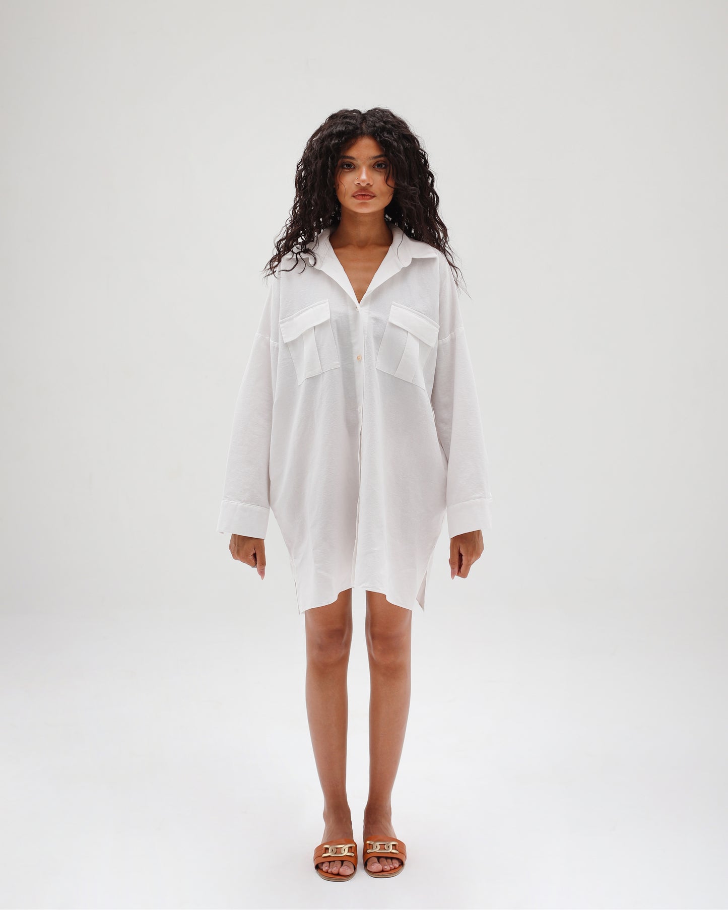 White Linen Shirt Dress