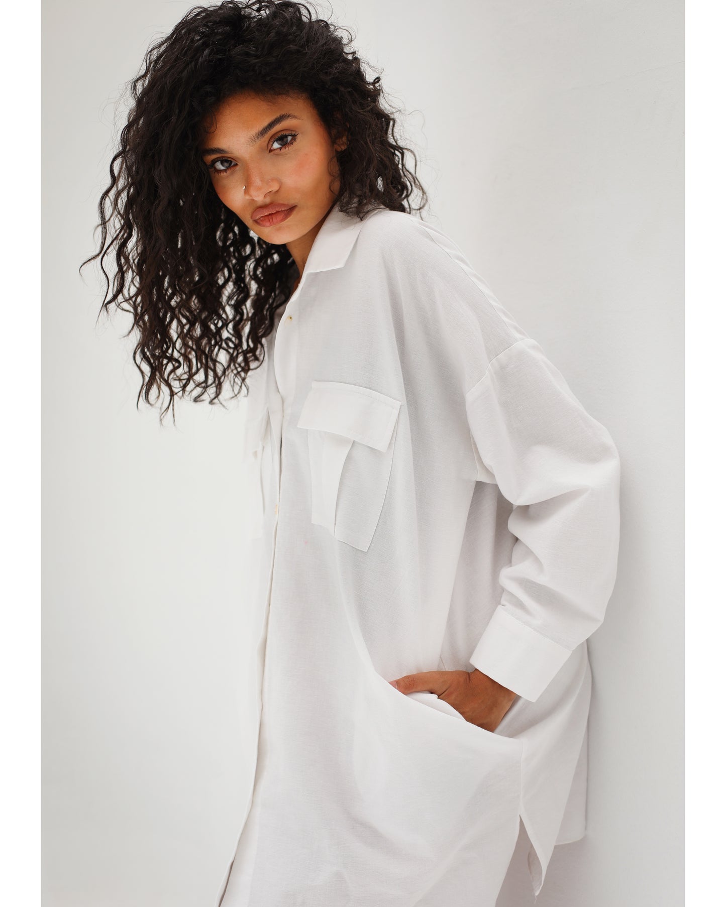 White Linen Shirt Dress