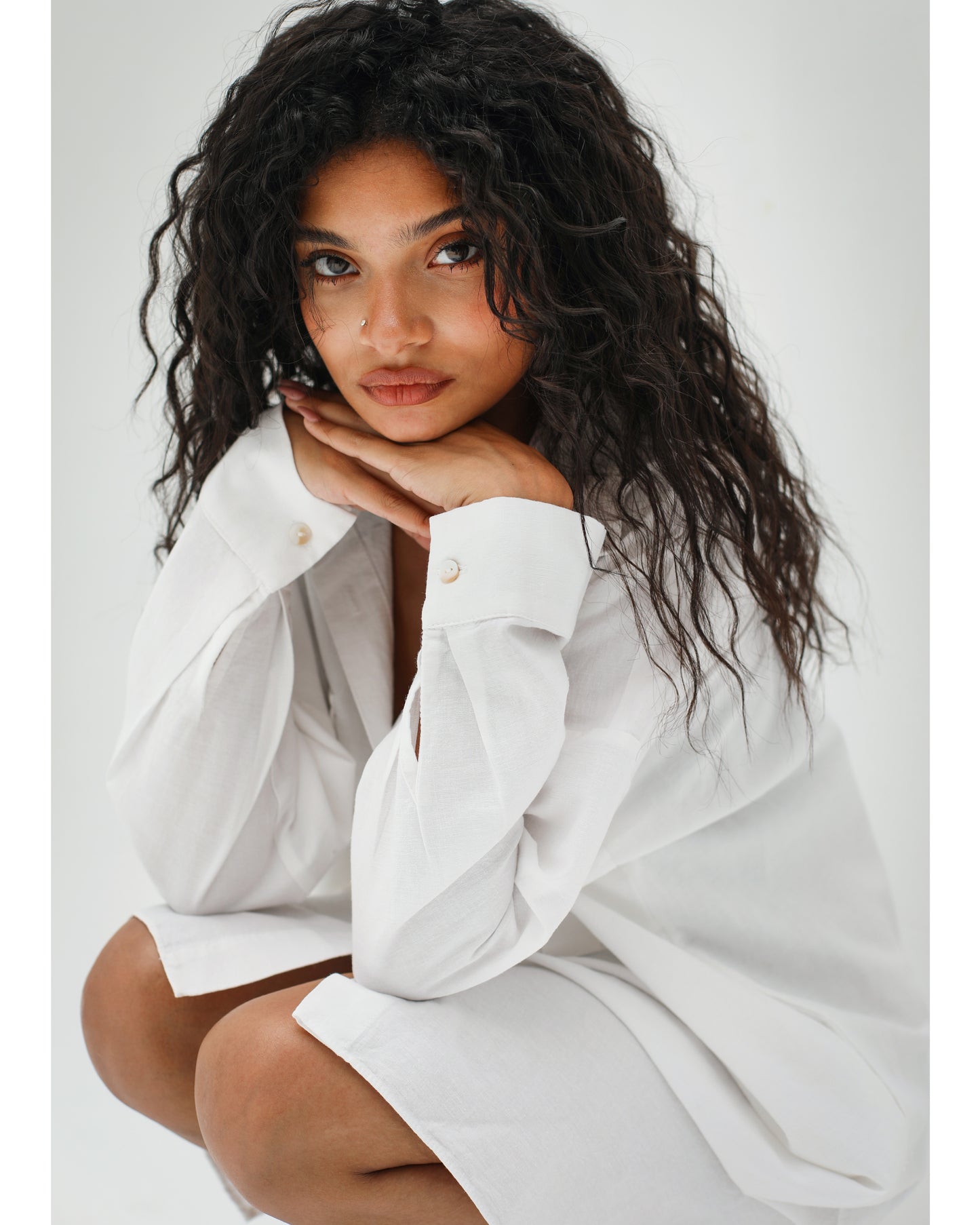 White Linen Shirt Dress
