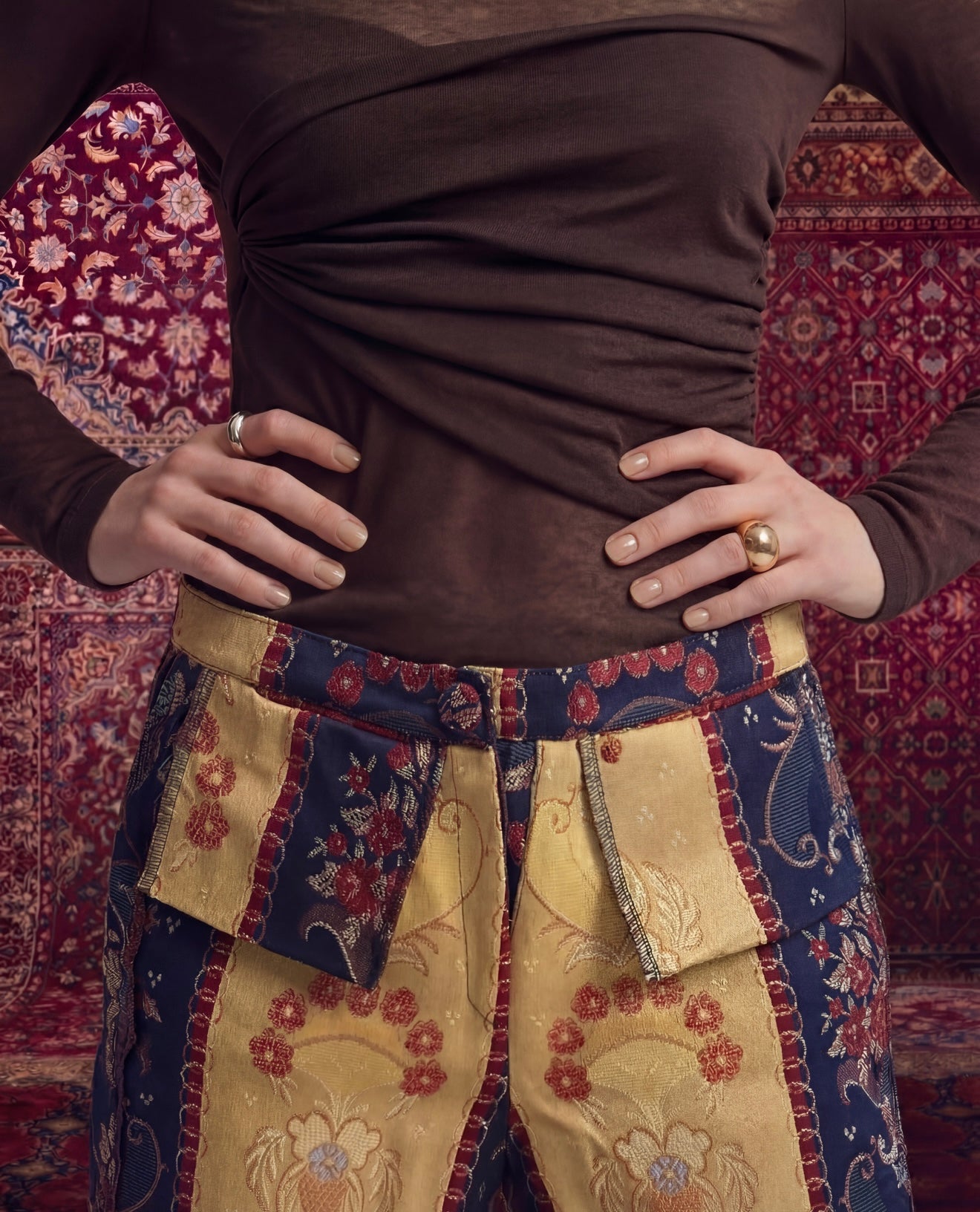 Golden motif trousers