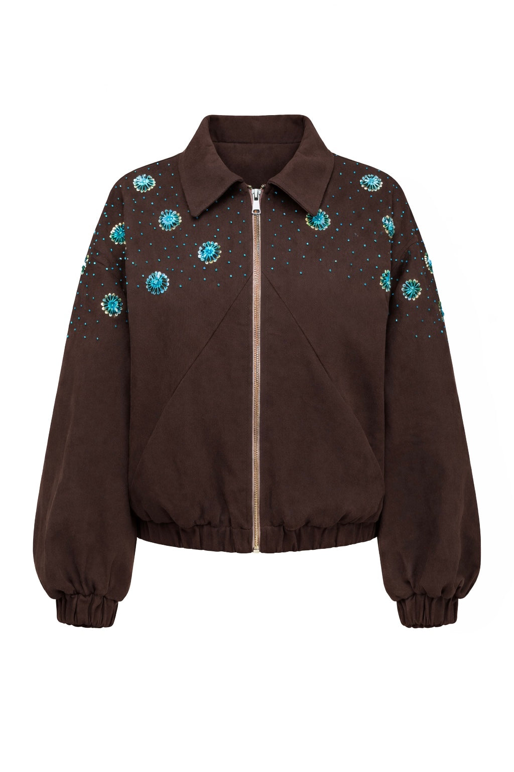 Flower Embellished Bomber