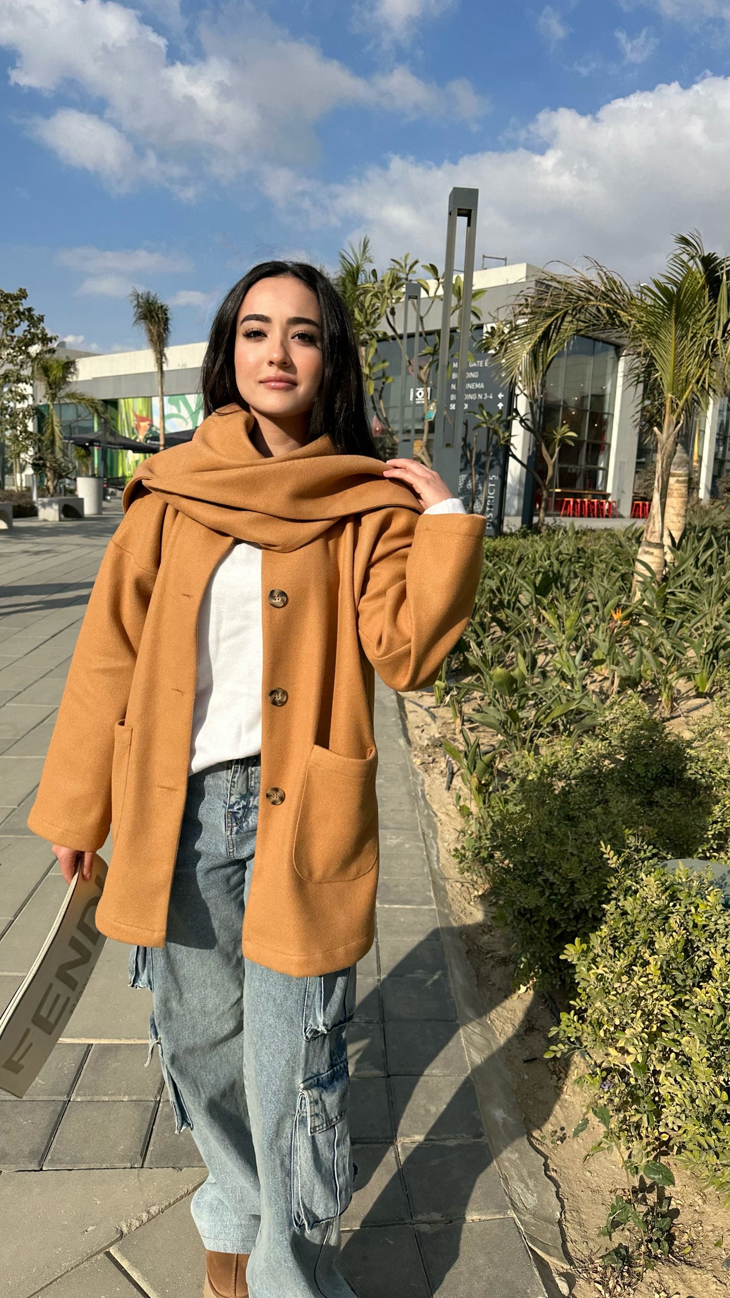 Wool Buttoned Scarf Jacket