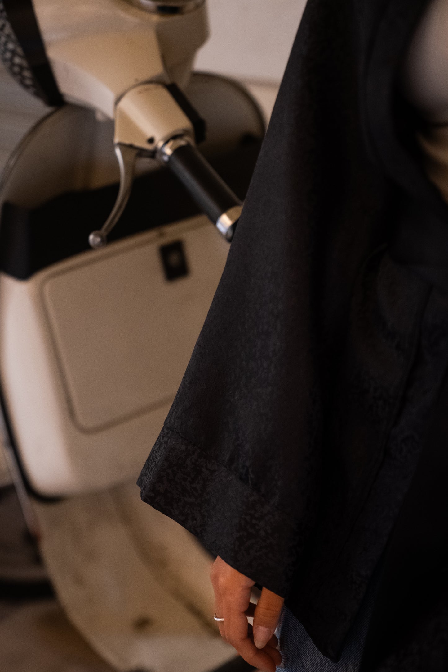 Black Patterned Satin Kimono