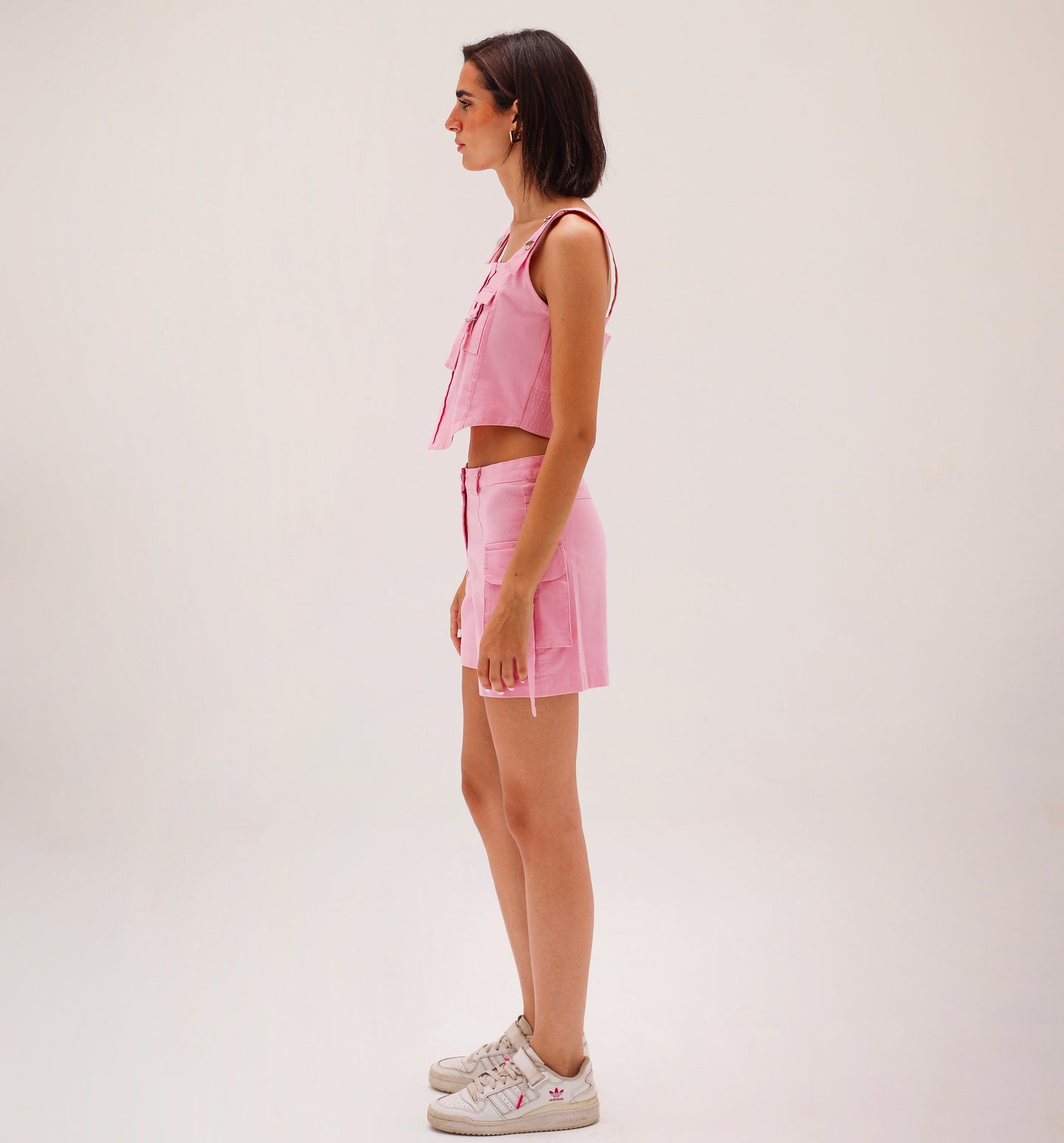 Pink Cargo Shorts Set