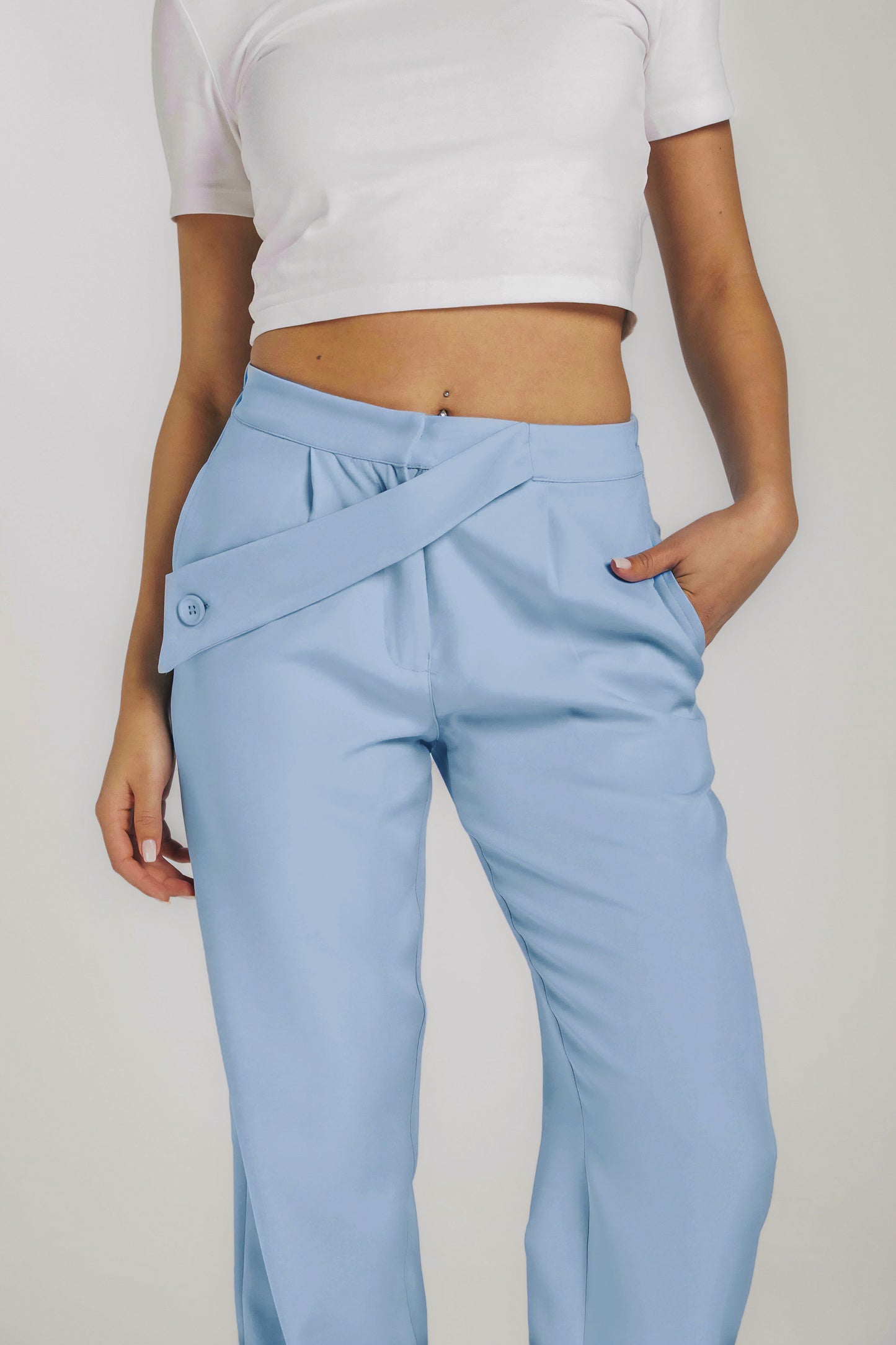 Asymmetrical Pants In Baby Blue