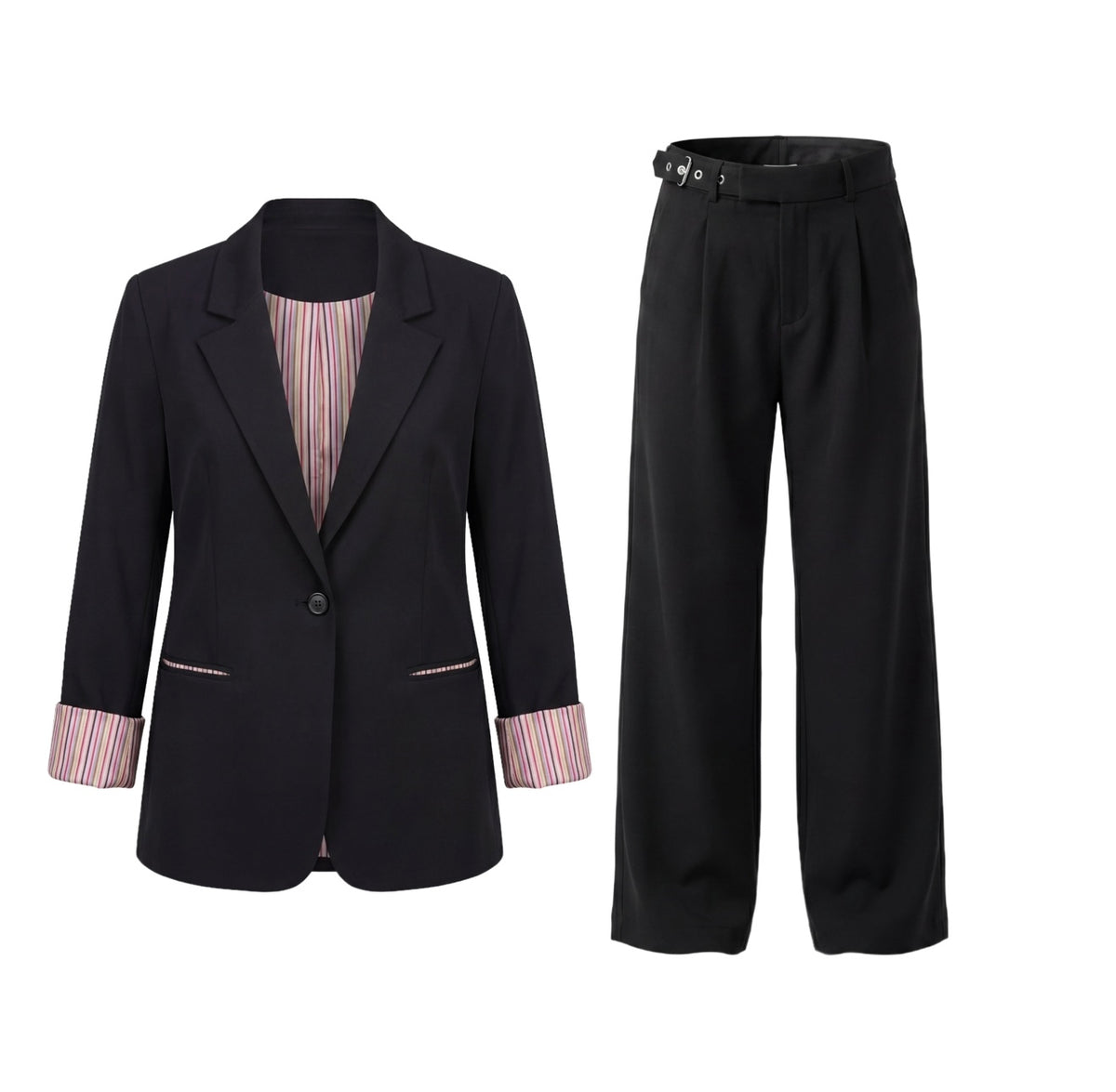 Striped Lining Black Suit