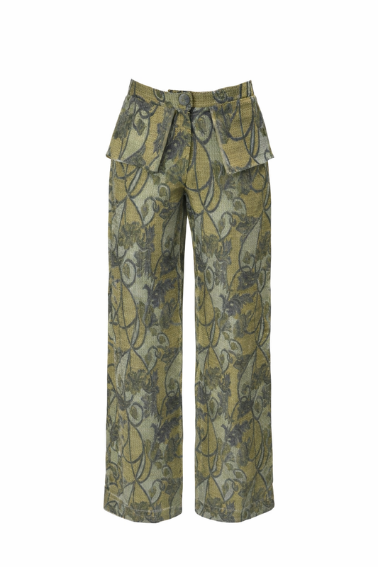 Botanical jacquard trousers