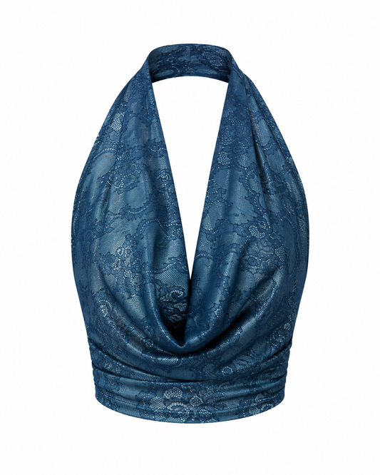 Lace Cowl Halter Top