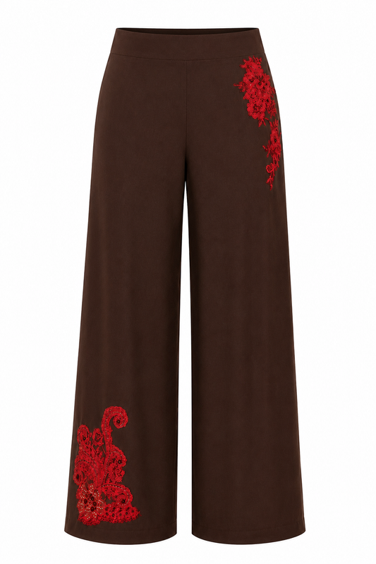 Embroidered Linen Pants