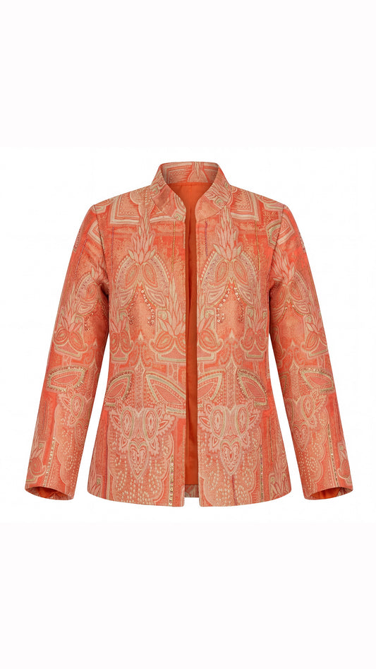 Coral beaded jacquard jacket