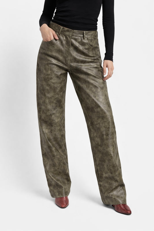 Distressed Leather Pants