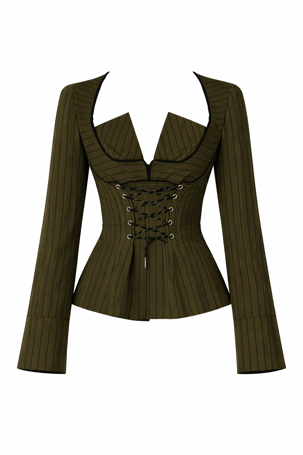 Office Siren Lace Up Shirt In Olive