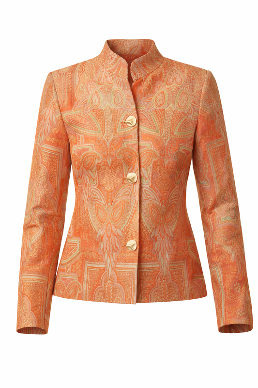 Coral buttoned jacquard jacket