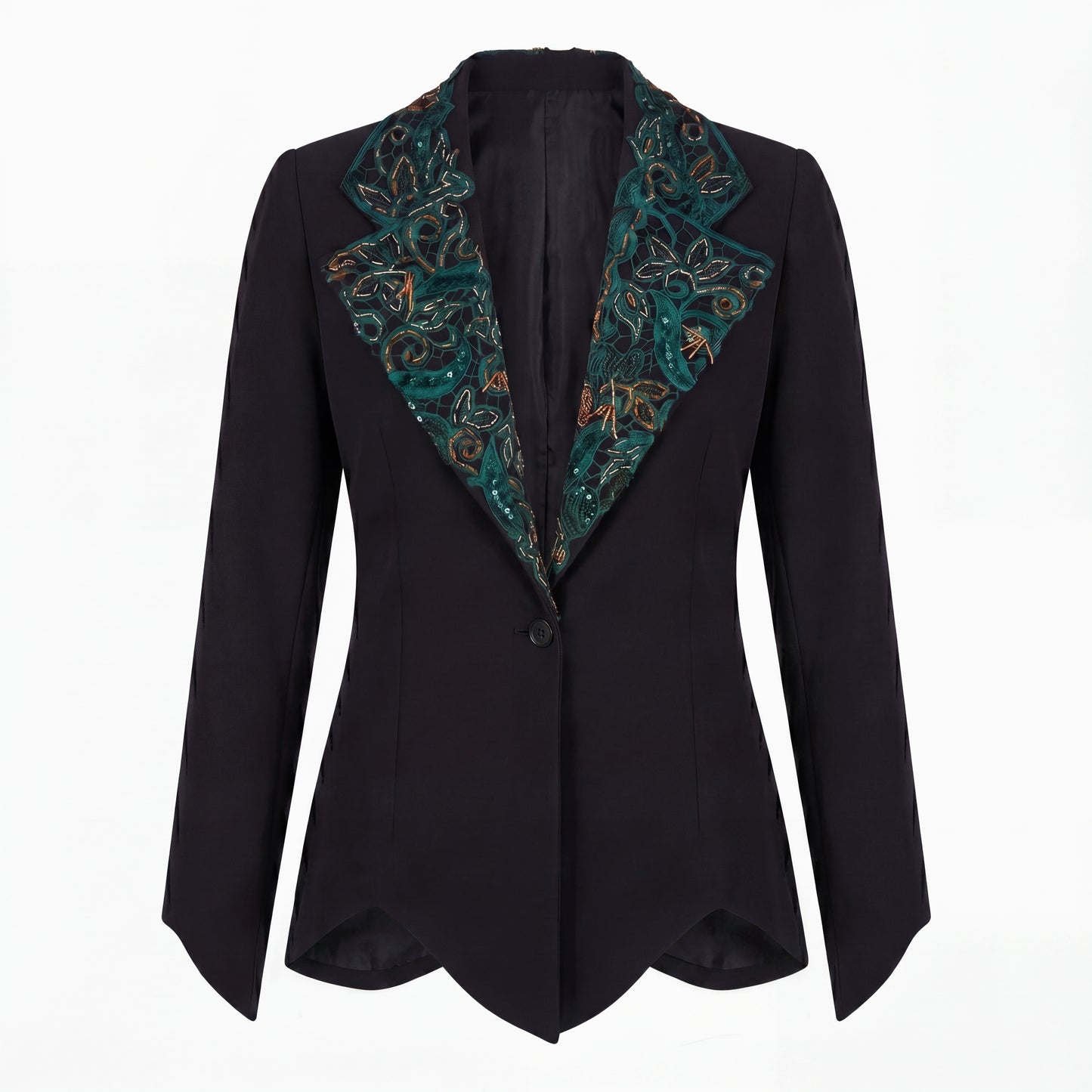 Embroidered lapel blazer