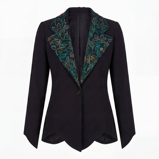 Embroidered lapel blazer