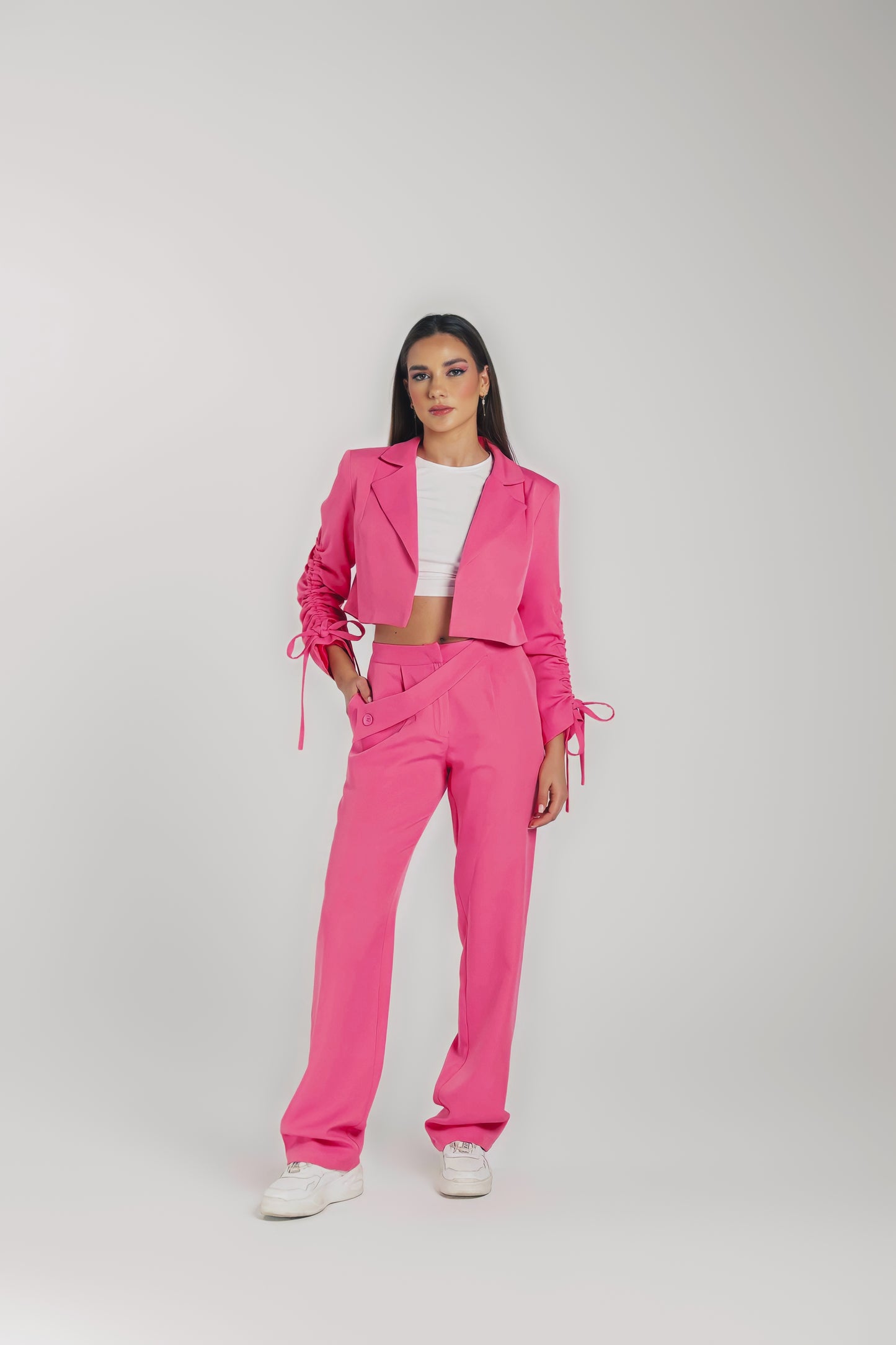 Pink Cropped Suit